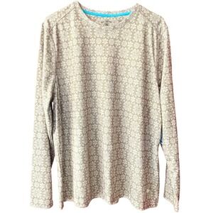 Reel Legends Mens XXL Long Sleeve Performance Fishing Shirt Tan Floral Medallion